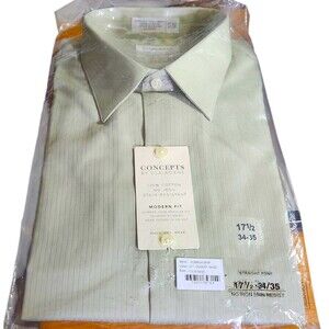 Concepts by Claiborne Dress Shirt No Iron Desert Sage Modern Fit 17 1/2 X 34/35
